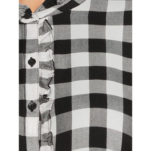 Buffalo Check Black and White Plaid Button Down Long Sleeve Shirt Sz 0X … - Picture 6 of 8